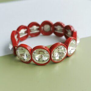 Roxanne Assoulin Hip Hop But Not Red Clear Crystal Bracelet - Gold